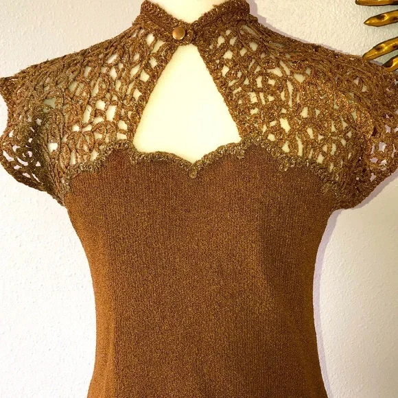 Vintage 50’s Bronze Knit Top - Picture 5 of 8